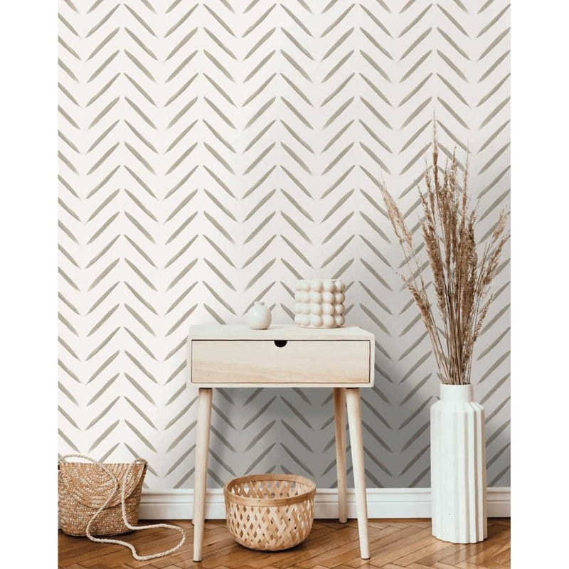 Afbeelding laden in galerijviewer, Dutch wallcoverings dutch wallcoverings behang chevron taupe
