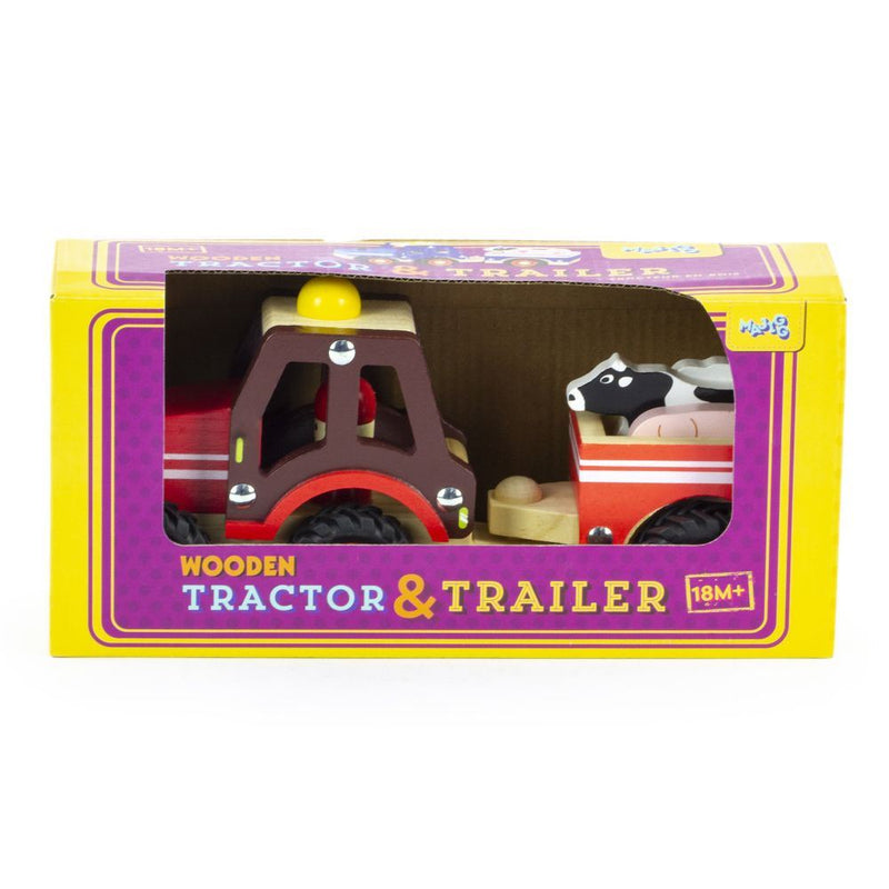 Afbeelding laden in galerijviewer, Retro houten tractor+trailerset. fsc. 2+

