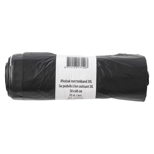 1070342 - afvalzak met trekband 30l 25st | 15 stuks