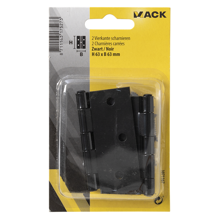 Afbeelding laden in galerijviewer, Mack 1071167 - 2 vierkante scharnieren zwart h63 x b63 mm | 5 stuks
