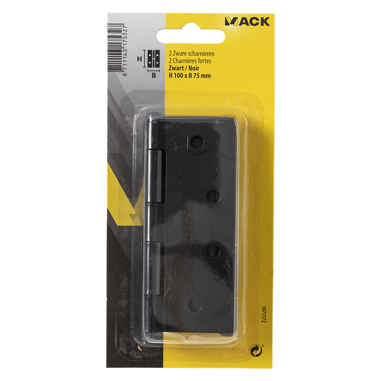 Afbeelding laden in galerijviewer, Mack 1071172 - 2 zware scharnieren zwart h 100 x b 75 mm | 5 stuks
