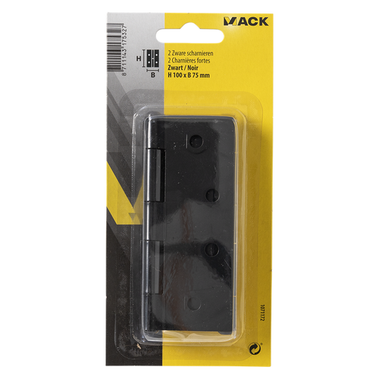 Mack 1071172 - 2 zware scharnieren zwart h 100 x b 75 mm | 5 stuks