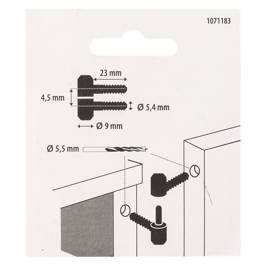 Mack 1071183 - 2 meubel inboorpaumellen zwart ø 9 x 23 mm | 5 stuks
