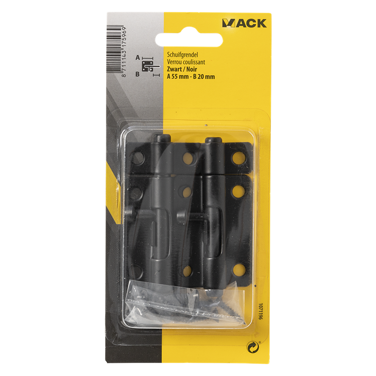 Afbeelding laden in galerijviewer, Mack 1071196 - 2 grendels zwart a 55 mm b 20 mm | 6 stuks
