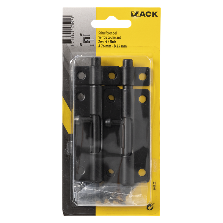 Afbeelding laden in galerijviewer, Mack 1071197 - 2 grendels zwart a 76 mm b 25 mm | 6 stuks
