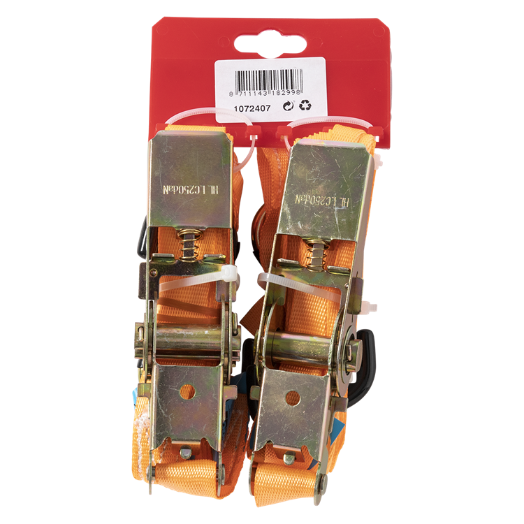Afbeelding laden in galerijviewer, Mack 1072407 - 2 spangordels pe, ratelspanner25mm-5m max 500kg 2d,2 s haken | 5 stuks
