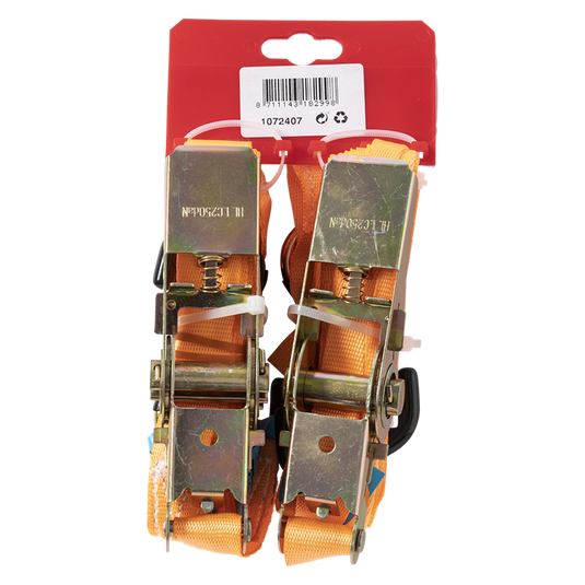 Mack 1072407 - 2 spangordels pe, ratelspanner25mm-5m max 500kg 2d,2 s haken | 5 stuks