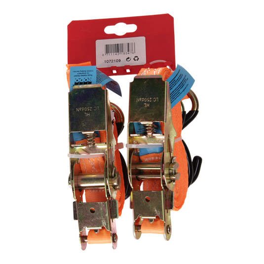 Mack 1072109 - 2 spangordels pe, ratelspanner25mm-6m max 500kg 2d, s haken | 5 stuks