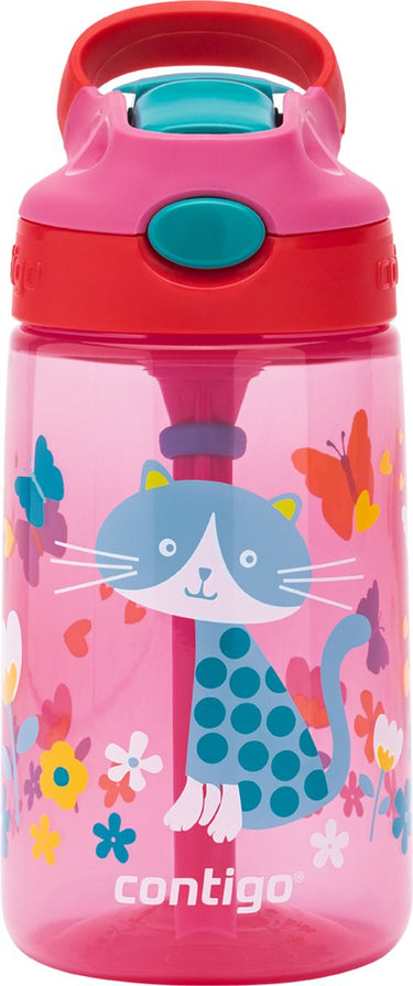 Contigo gizmo flip autospout kinderdrinkfles met rietje, bpa-vrije waterfles - cherry with cat - 420ml