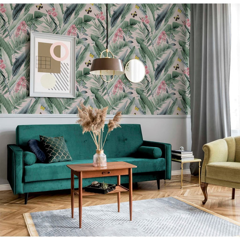 Afbeelding laden in galerijviewer, DUTCH WALLCOVERINGS DUTCH WALLCOVERINGS Behang Lush Tropical roze en blauw
