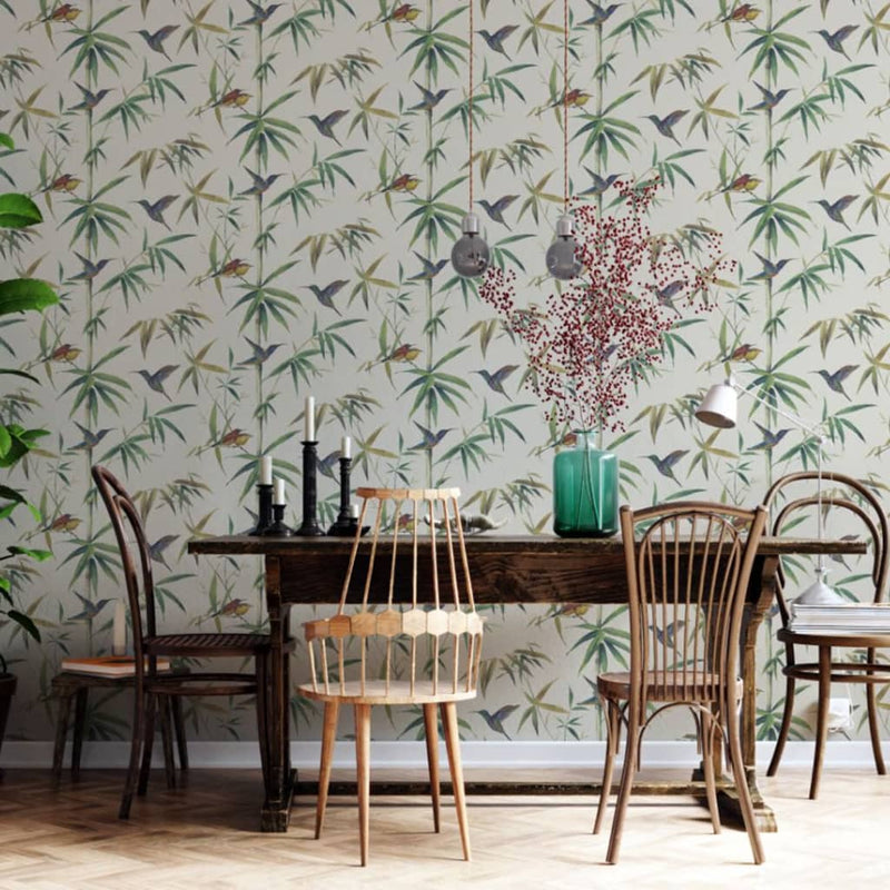 Afbeelding laden in galerijviewer, Noordwand Noordwand Behang Kolibri and Bamboo ecru
