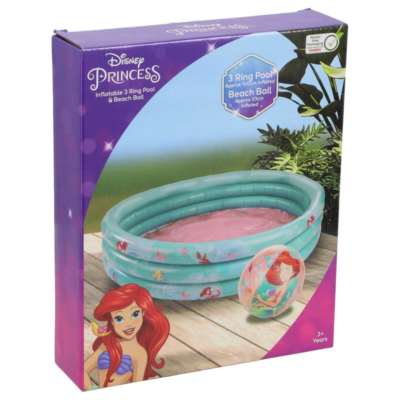 Afbeelding laden in galerijviewer, Disney princess 3 rings zwembad ariel + strandbal blauw roze
