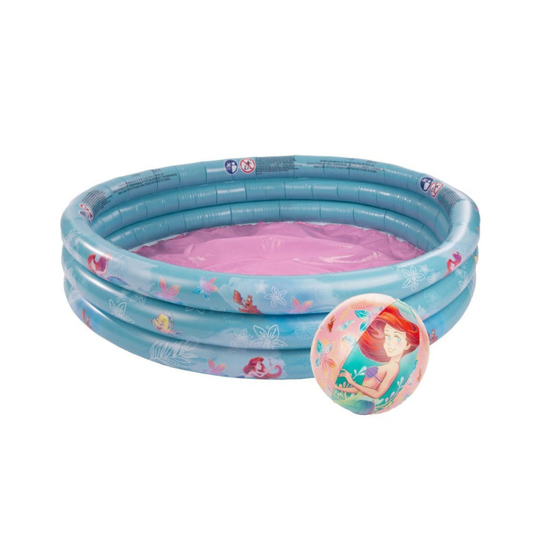 Afbeelding laden in galerijviewer, Disney princess 3 rings zwembad ariel + strandbal blauw roze
