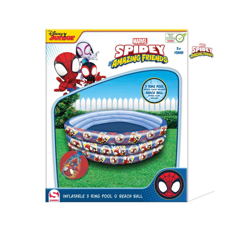 Afbeelding laden in galerijviewer, Disney spidey and friends 3 rings zwembad + strandbal donkerblauw rood
