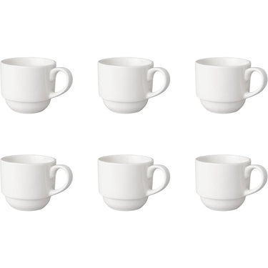 Mammoet koffiekop breed 200ml porselein wit (set van 6) dia7,5x7cm