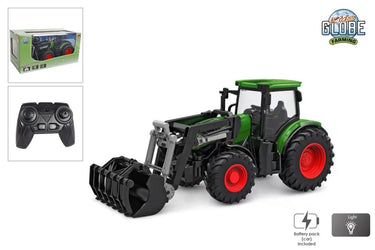 Kids globe rc tractor met frontlader - groen