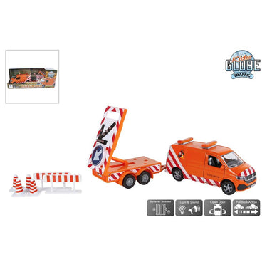 Kids globe vw transporter met pijlwagen en licht die-cast