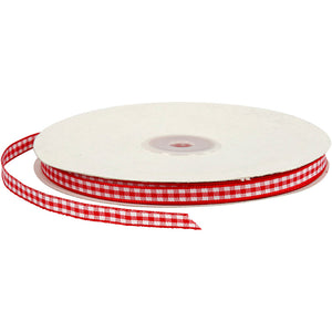 Creotime geruit lint, b: 6 mm, 50 m, rood wit