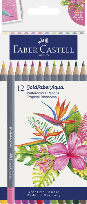 Faber-castell aquarelpotlood - goldfaber tropical blossoms - kartonetui 12 stuks - fc-114610