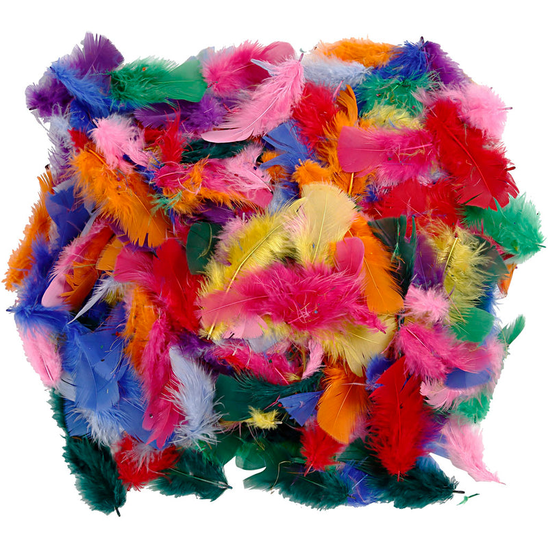 Afbeelding laden in galerijviewer, Creotime veren, 7-8 cm, diverse kleuren, 50 gr, 1 doos
