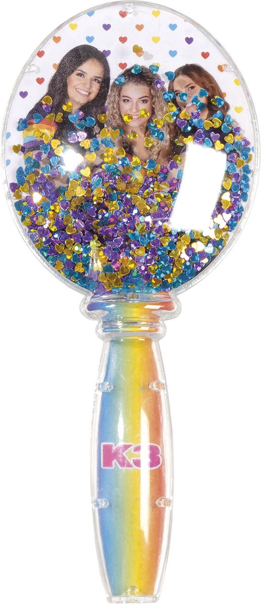 Afbeelding laden in galerijviewer, Totum k3 glitter kinder haar borstel - speelgoed meisjes junior vanaf 3 jaar- met bewegende glitters - studio 100 kids beauty
