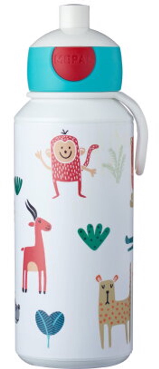 Mepal pop-up drinkfles campus - 400 ml - sluit goed af - drinkbeker voor kinderen - animal friends