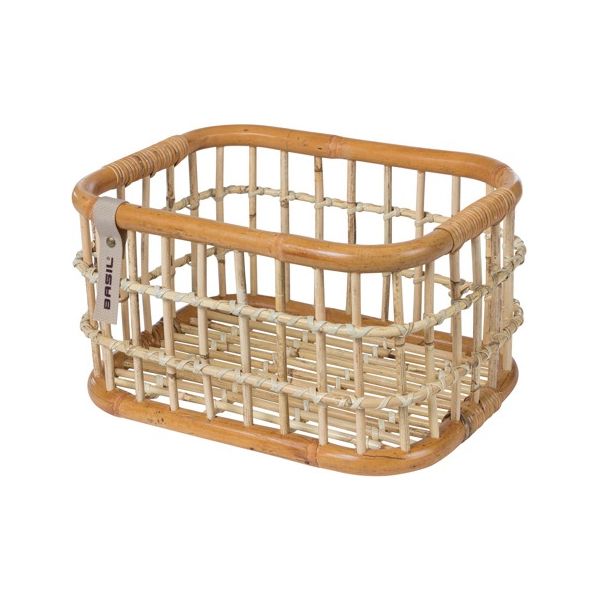 Afbeelding laden in galerijviewer, Basil Green Life - rotan fietsmand - medium - voorop natural bruin
