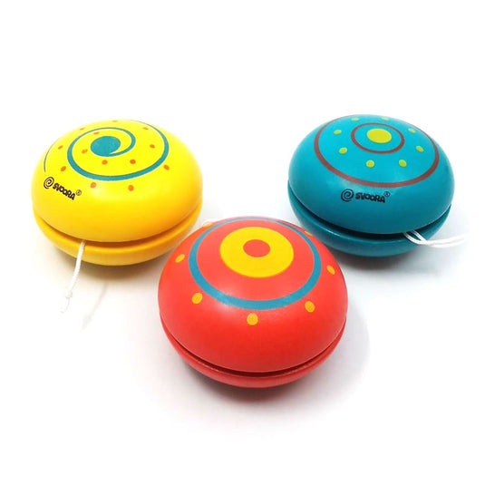 Houten yo-yo's. 3 assortie. classic. 3+