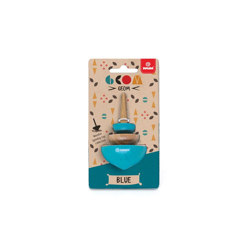 Afbeelding laden in galerijviewer, Houten tol geom blauw. 8 x 5 x 15 cm. 5+
