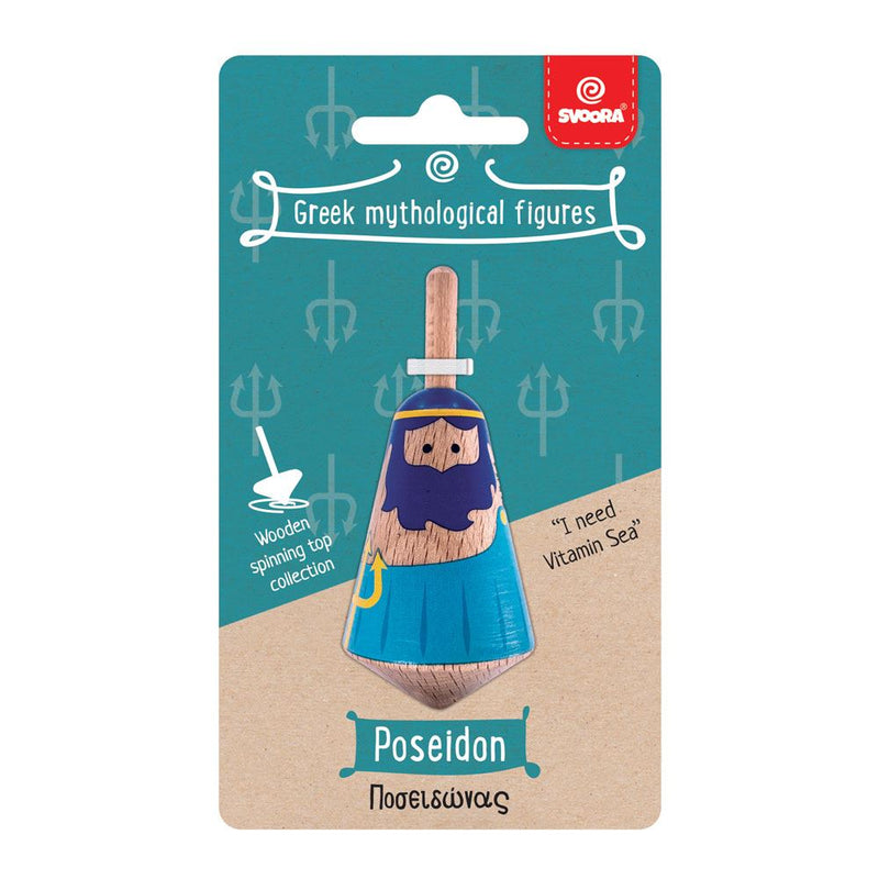 Afbeelding laden in galerijviewer, Griekse houten tol: poseidon. 3,5x3,5x8
