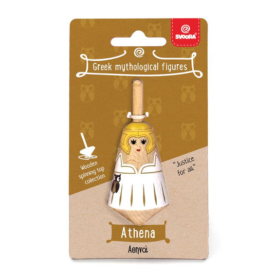 Griekse houten tol: athena. 3,5x3,5x8