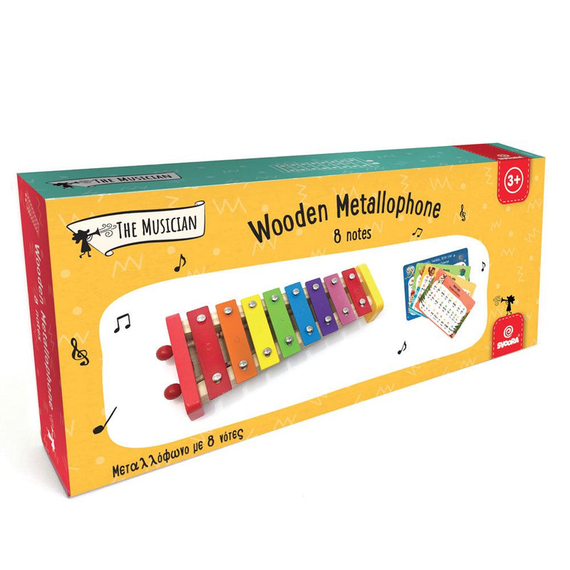 Afbeelding laden in galerijviewer, 8 noten kleurrijke metallofoon. 3+
