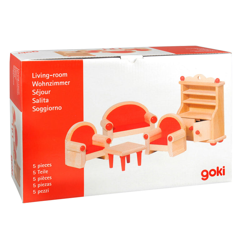 Afbeelding laden in galerijviewer, Goki Poppenhuis Meubeltjes Woonkamer, 5dlg.
