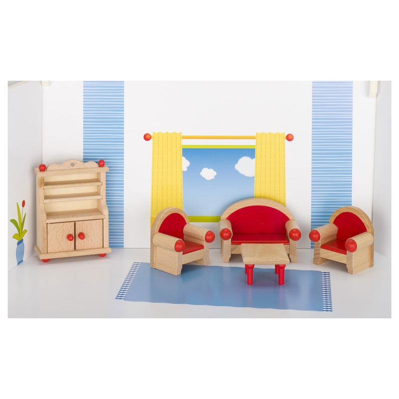 Afbeelding laden in galerijviewer, Goki Poppenhuis Meubeltjes Woonkamer, 5dlg.

