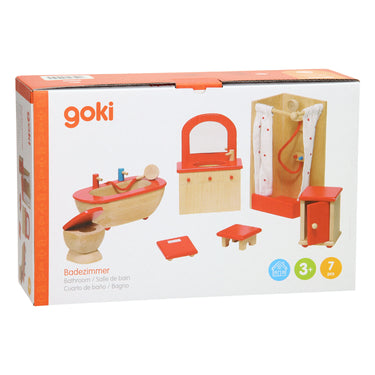 Goki - poppenhuismeubeltjes serie 2: badkamer 7-delig - hout