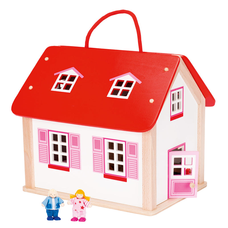 Afbeelding laden in galerijviewer, Goki Houten Poppenhuis Koffer met Accessoires
