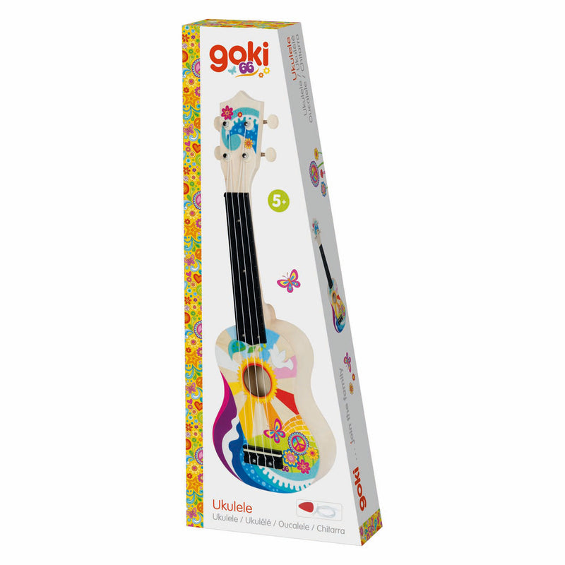 Afbeelding laden in galerijviewer, Goki houten ukelele flower power
