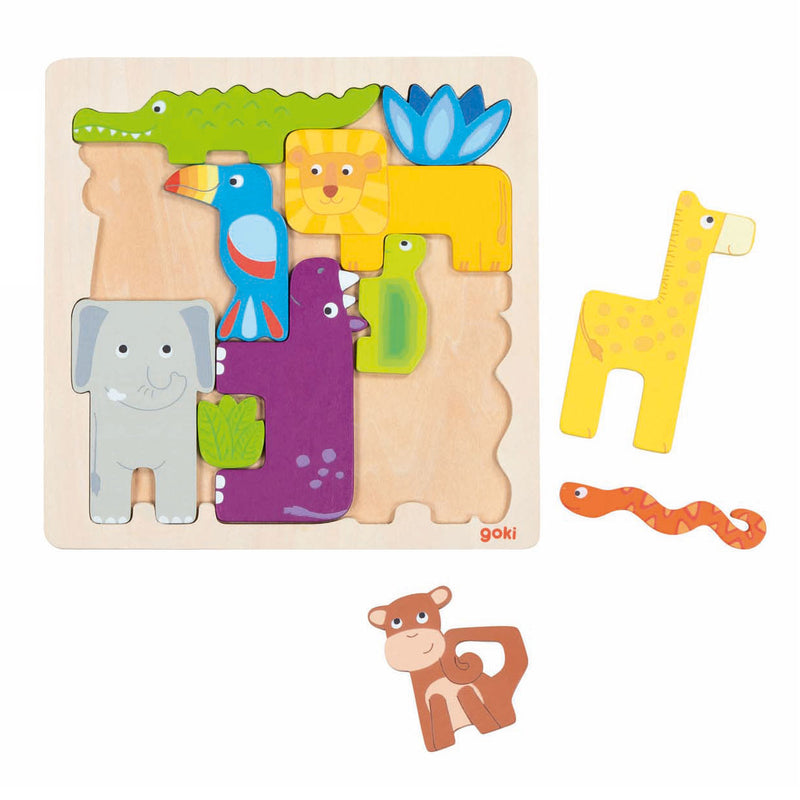 Afbeelding laden in galerijviewer, Goki houten puzzel safari, 11st.
