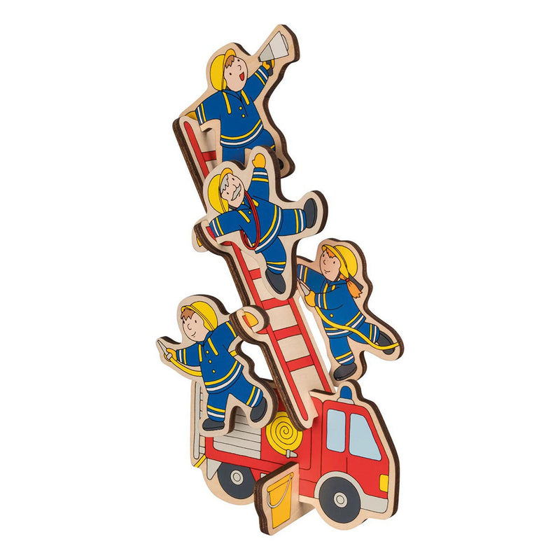 Afbeelding laden in galerijviewer, Goki puzzel: de brandweer 30x21x0,8cm, 9-delig, hout, puzzelstukjes blijven rechtop staan, 2+
