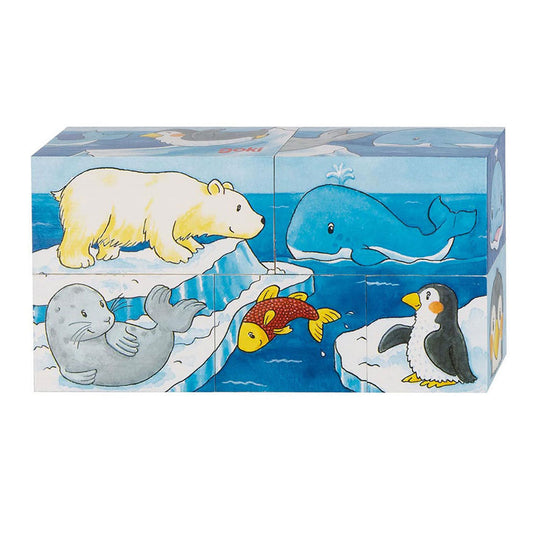 Goki houten blokpuzzel safari, 5st.