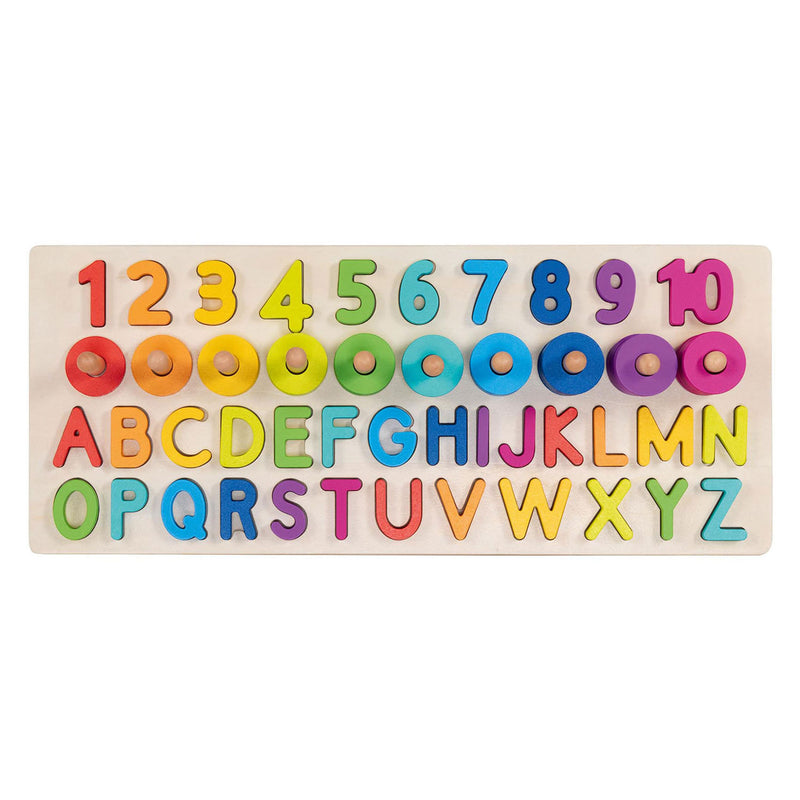 Afbeelding laden in galerijviewer, Goki houten alfanumerieke puzzel, 91dlg.
