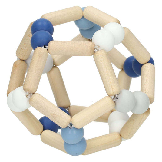 Goki houten grijpring elastische bal blauw