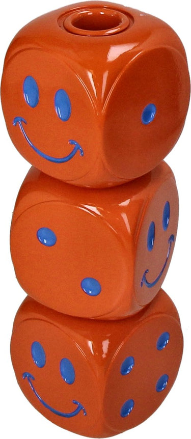 Hd collection kaarsenhouder dice polyresin 7.5x7.5x22.5cm