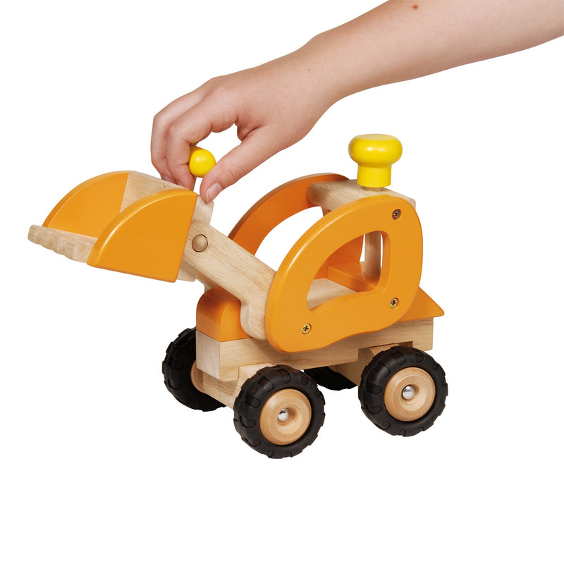 Afbeelding laden in galerijviewer, Goki houten voertuig - bulldozer - 28x12,5x19cm - met rubberen banden - 3 jaar
