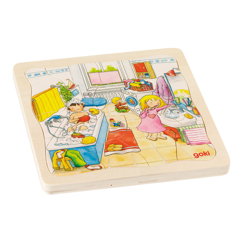 Afbeelding laden in galerijviewer, Goki Houten Lagenpuzzel Mijn dag
