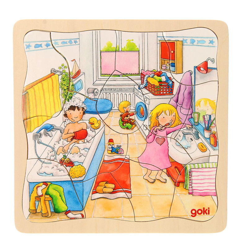 Afbeelding laden in galerijviewer, Goki Houten Lagenpuzzel Mijn dag
