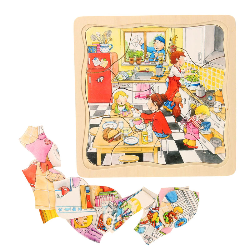 Afbeelding laden in galerijviewer, Goki Houten Lagenpuzzel Mijn dag

