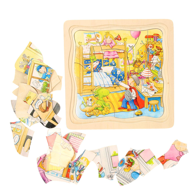 Afbeelding laden in galerijviewer, Goki Houten Lagenpuzzel Mijn dag
