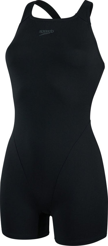 Speedo endurance+ legsuit dames sportbadpak - badpak dames met pijpjes - chloorbestendig zwempak dames - kleurvast sportbadpak dames - zwart - 38