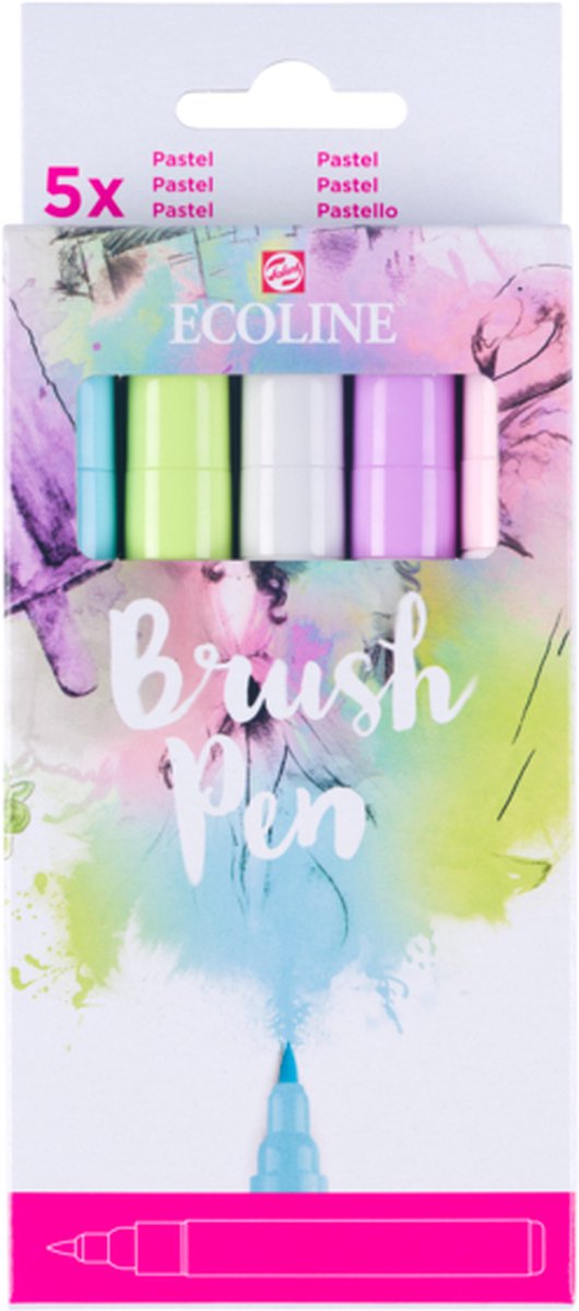 Afbeelding laden in galerijviewer, Ecoline brush pen set pastel, 5 kleuren
